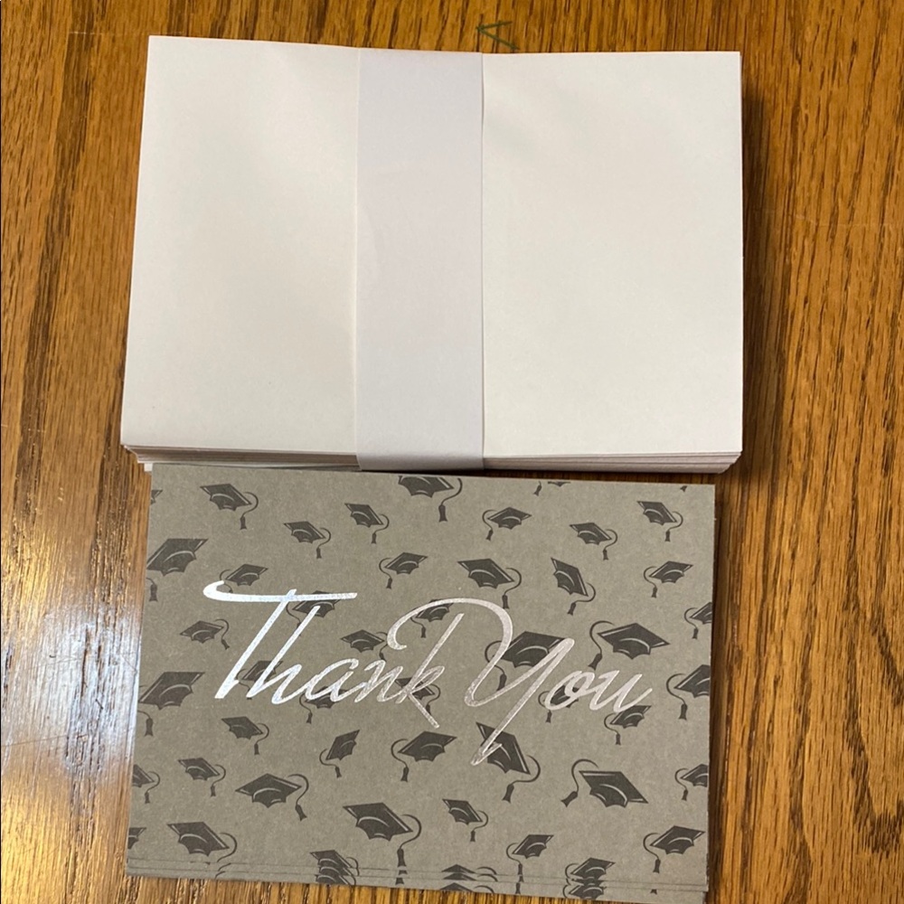 Graduation Thank You Cards Set - Gray and White 17 blank card and envelopes
